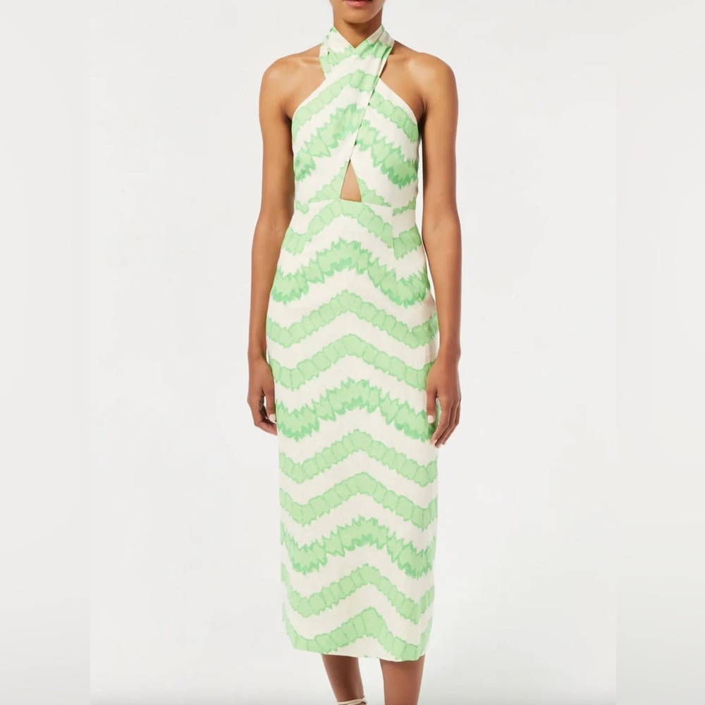 Rhode Linen Paolo Dress in Watercolor Zig Zag Size 0
